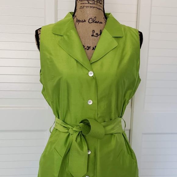 NEW ASAP Saks Fifth Avenue Silk Sleeveless Shirt Dress-Local Pickup Available - Picture 1 of 7